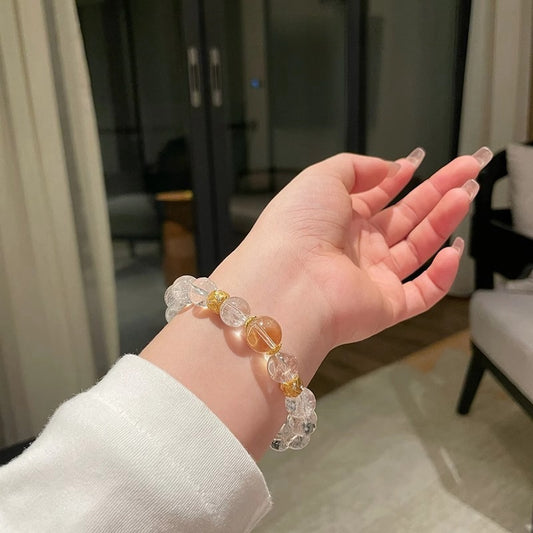 Natural White Crystal Bracelet Healing Gift White Ass Citrine Bracelet