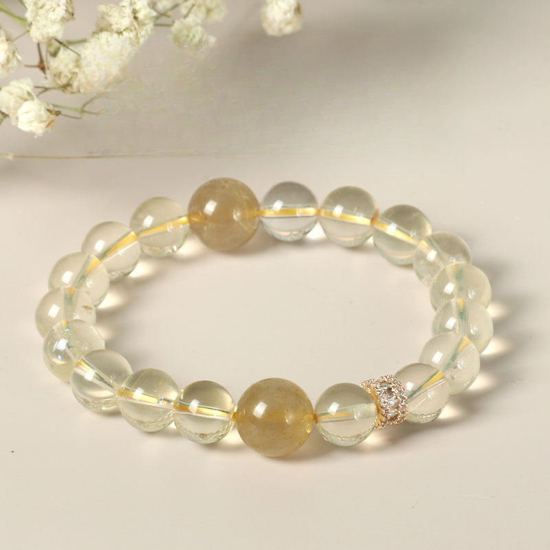 Natural Citrine Gold Rutilated Quartz Beaded Crystal Fortune Help Career
