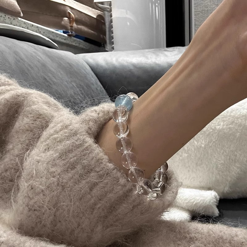 Aquamarine White Crystal Bracelet Good Luck Boost Confidence Energy Balance