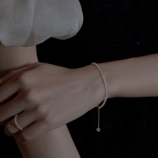 Smoky Quartz Clear Quartz Shiny Adjustable Bracelet