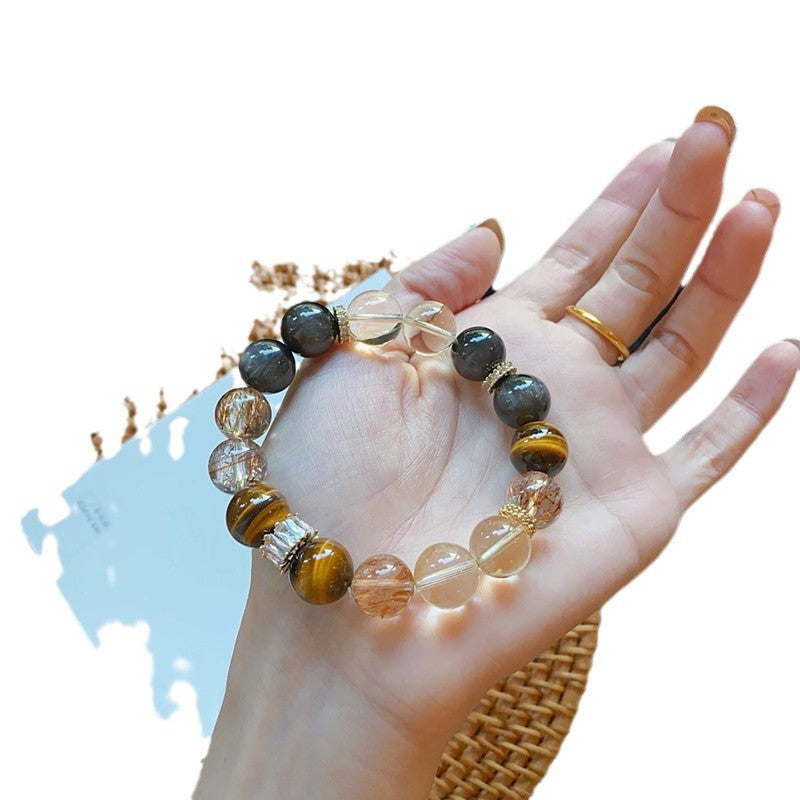Natural Citrine Tiger's eye Copper Amphibole Quartz Silver Obsidian FOR Wealth and Relationship