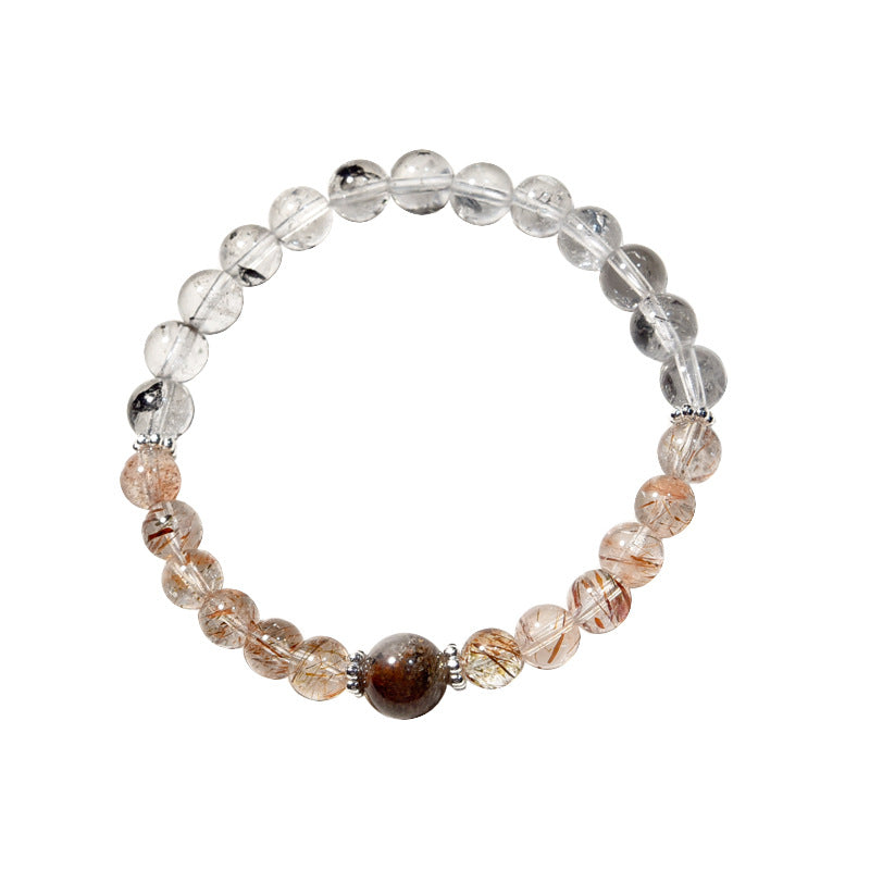 Natural Black Gold Super Seven Bracelet with Shining Diamonds