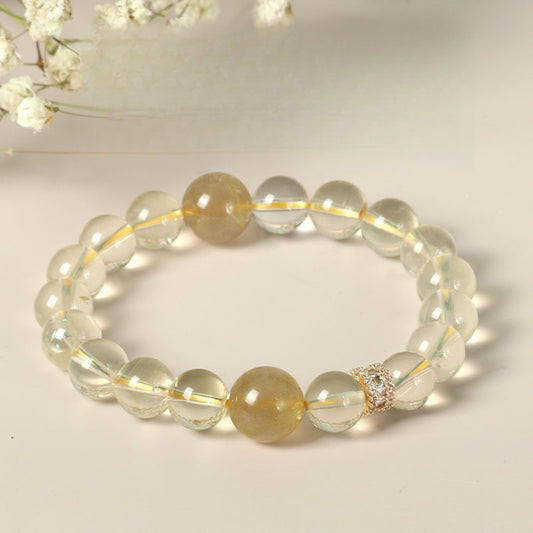 Natural Citrine Gold Rutilated Quartz Beaded Crystal Fortune Help Career