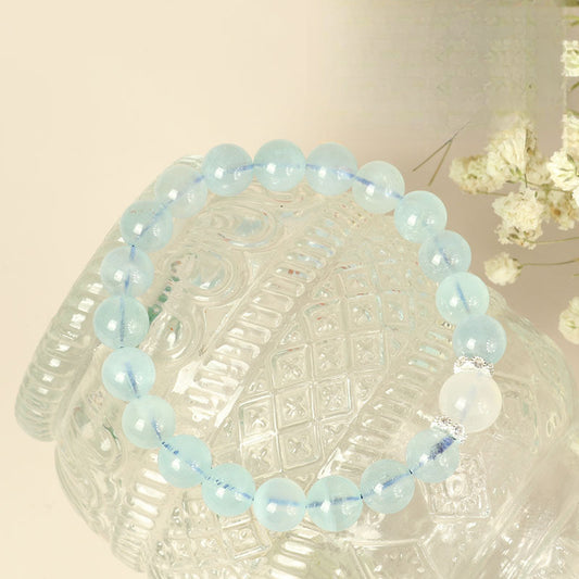 Natural Aquamarine Bracelet Girly White Moonlight Beads