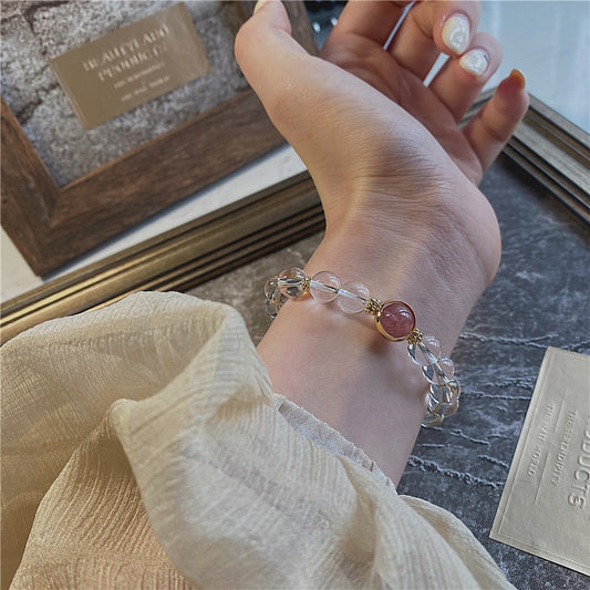 Natural White Crystal Strawberry Quartz for Smooth Attracting High Energy