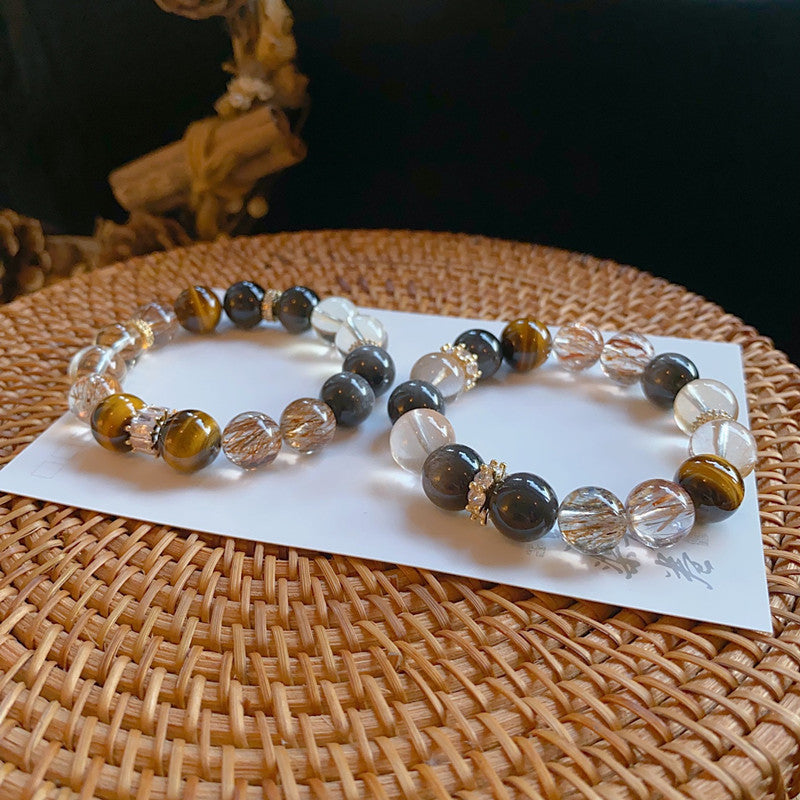 Natural Citrine Tiger's eye Copper Amphibole Quartz Silver Obsidian FOR Wealth and Relationship