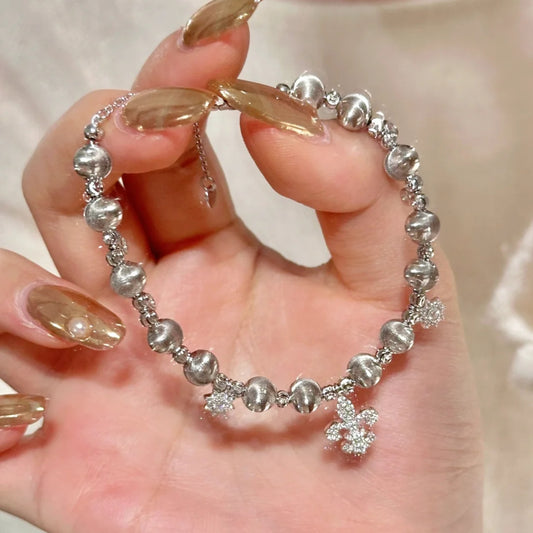 Affordable Luxury Fashion Winter Iris Tectorum Snowflake Cat Eye Bracelet New Chinese Style High Sense Delicate Bead-Set Diamond Flower-De-Luce Bracelet for Women