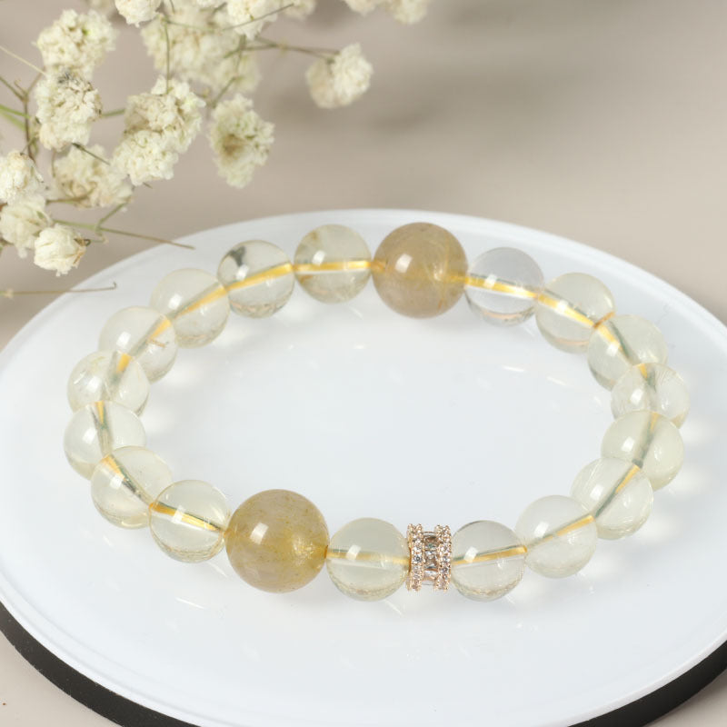 Natural Citrine Gold Rutilated Quartz Beaded Crystal Fortune Help Career