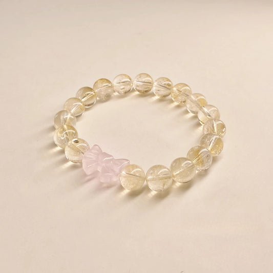 Yellow Citrine Bracelet for Wealth and Good Luck, Crystal Powder Bracelet for Attracting Love