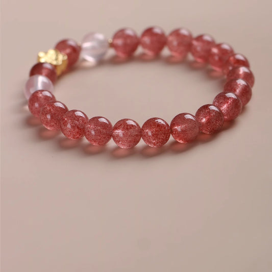Attracting Good Relationships Natural Strawberry Quartz Original Design Bracelet Best Friend Gift