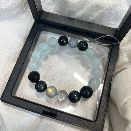 Natural Eagle Eye Stone Aquamarine Blue Tiger Eye Citrine Crystal Bracelet