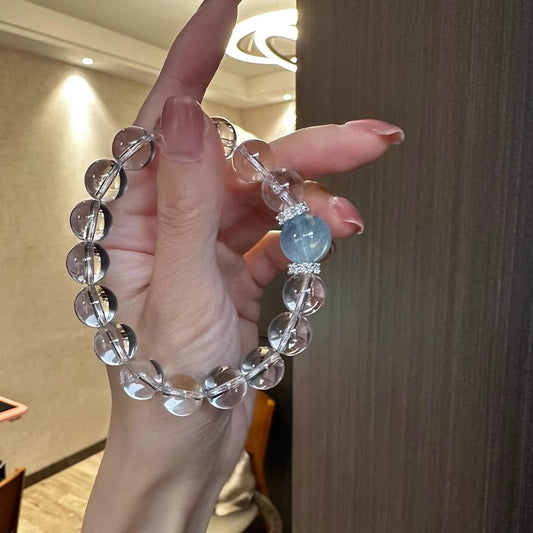 Aquamarine White Crystal Bracelet Good Luck Boost Confidence Energy Balance