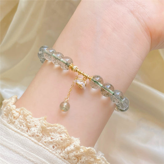 Flowers Bloom and Wealth Green Phantom Quartz Crystal Helps Sleep and Wealth