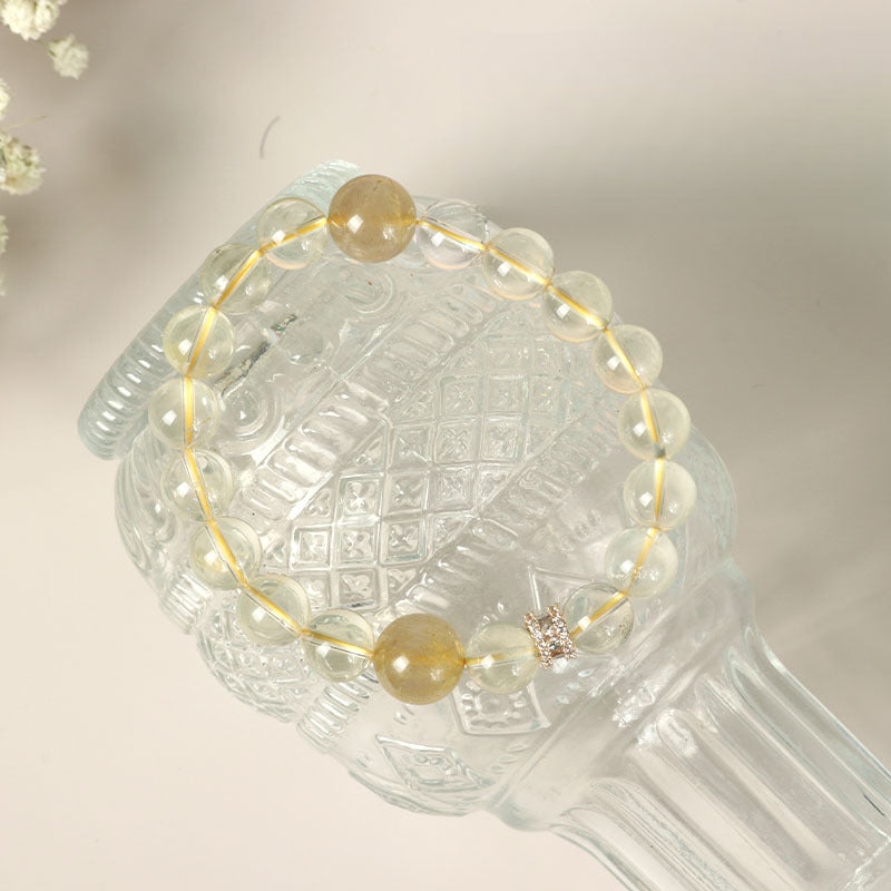 Natural Citrine Gold Rutilated Quartz Beaded Crystal Fortune Help Career