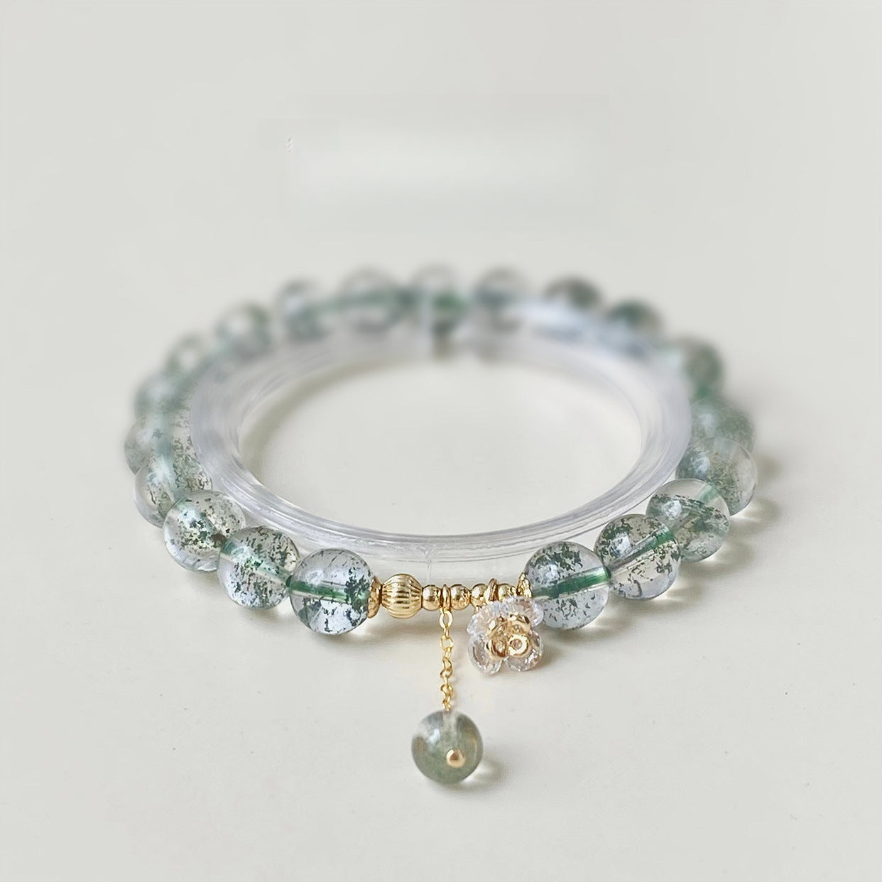 Flowers Bloom and Wealth Green Phantom Quartz Crystal Helps Sleep and Wealth