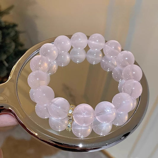 "Beauty's Strategy" Natural Pink Crystal Bracelet for Women, Popular Niche Design, High-end