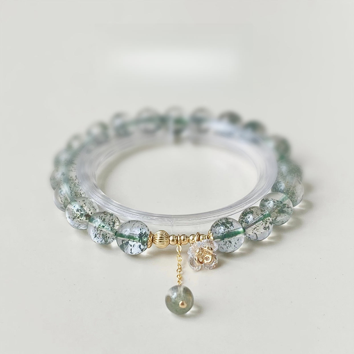 Flowers Bloom and Wealth Green Phantom Quartz Crystal Helps Sleep and Wealth