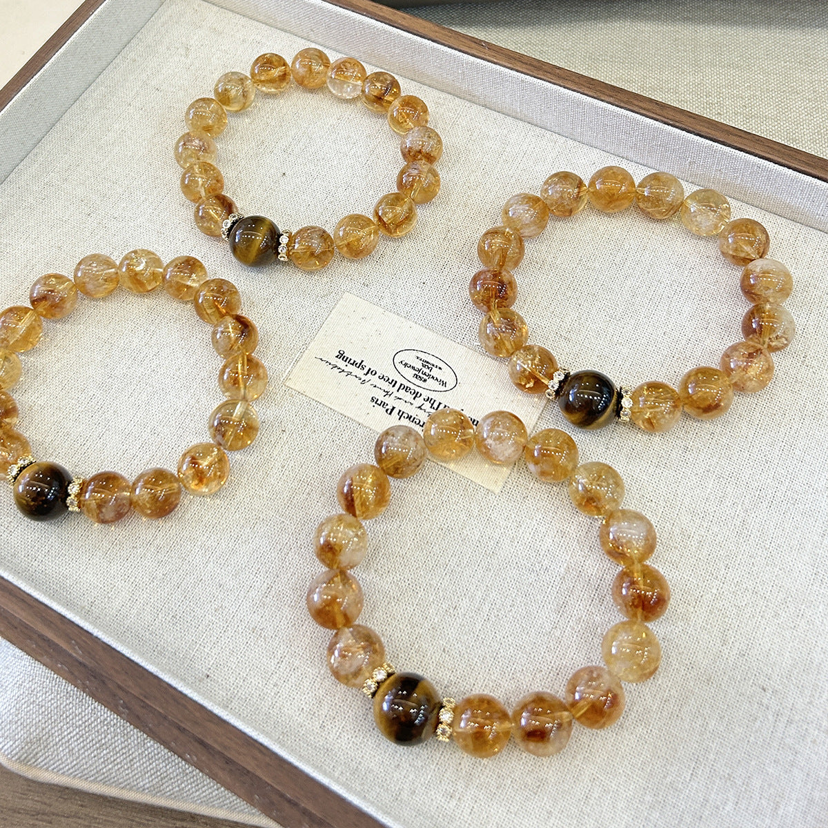 「Fortune Crystal Series」Natural Crystal Bracelet Yellow Tower Crystal Yellow Arsai Symbiotic Tiger's Eye Bracelet