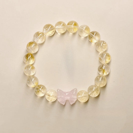 Yellow Citrine Bracelet for Wealth and Good Luck, Crystal Powder Bracelet for Attracting Love