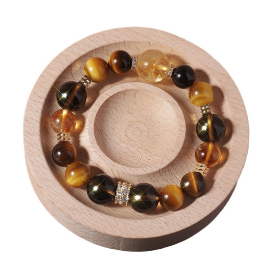 Natural Yellow Tower Crystal Bracelet Tiger Eye Stone Wealth and Good Luck